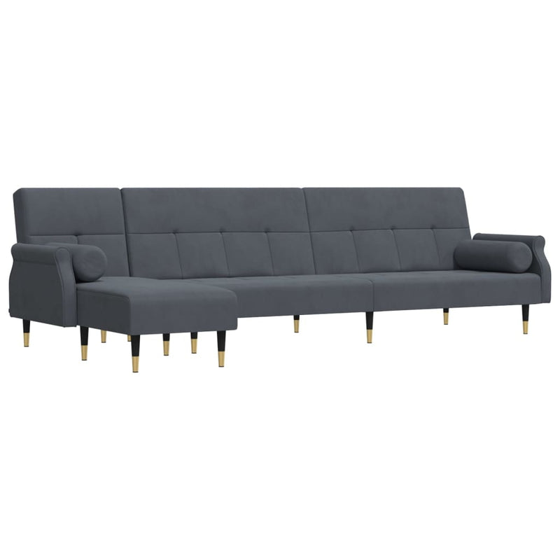 Slaapbank L-vormig 271x140x70 cm fluweel donkergrijs