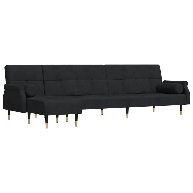 Slaapbank L-vormig 271x140x70 cm fluweel zwart