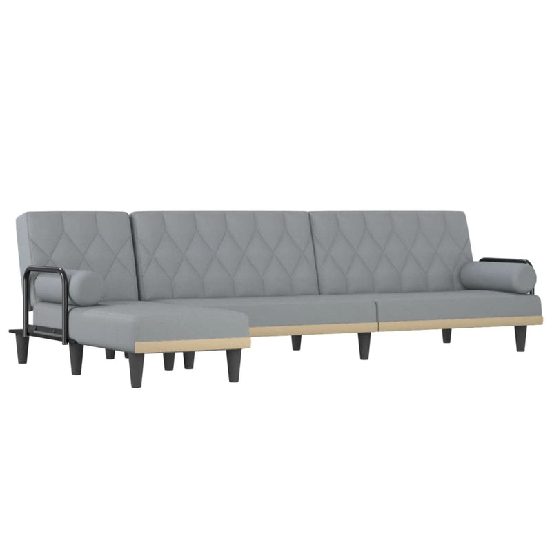 Slaapbank L-vormig 260x140x70 cm stof lichtgrijs