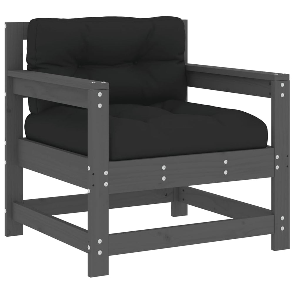 6-delige Loungeset met kussens massief hout grijs MeubelReus