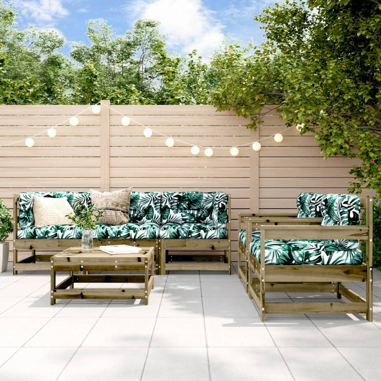 6-delige Loungeset met kussens geïmpregneerd grenenhout MeubelReus