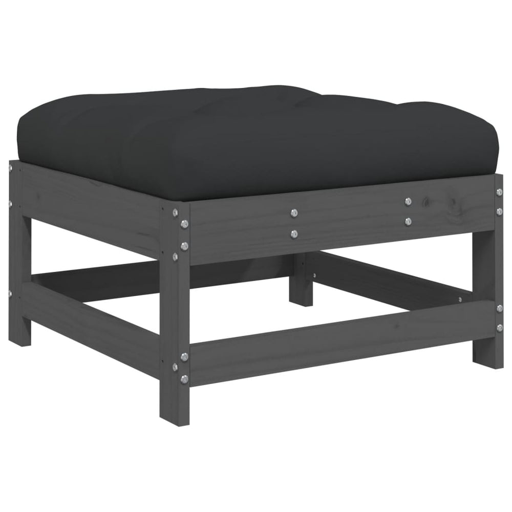 7-delige Loungeset met kussens massief hout grijs MeubelReus