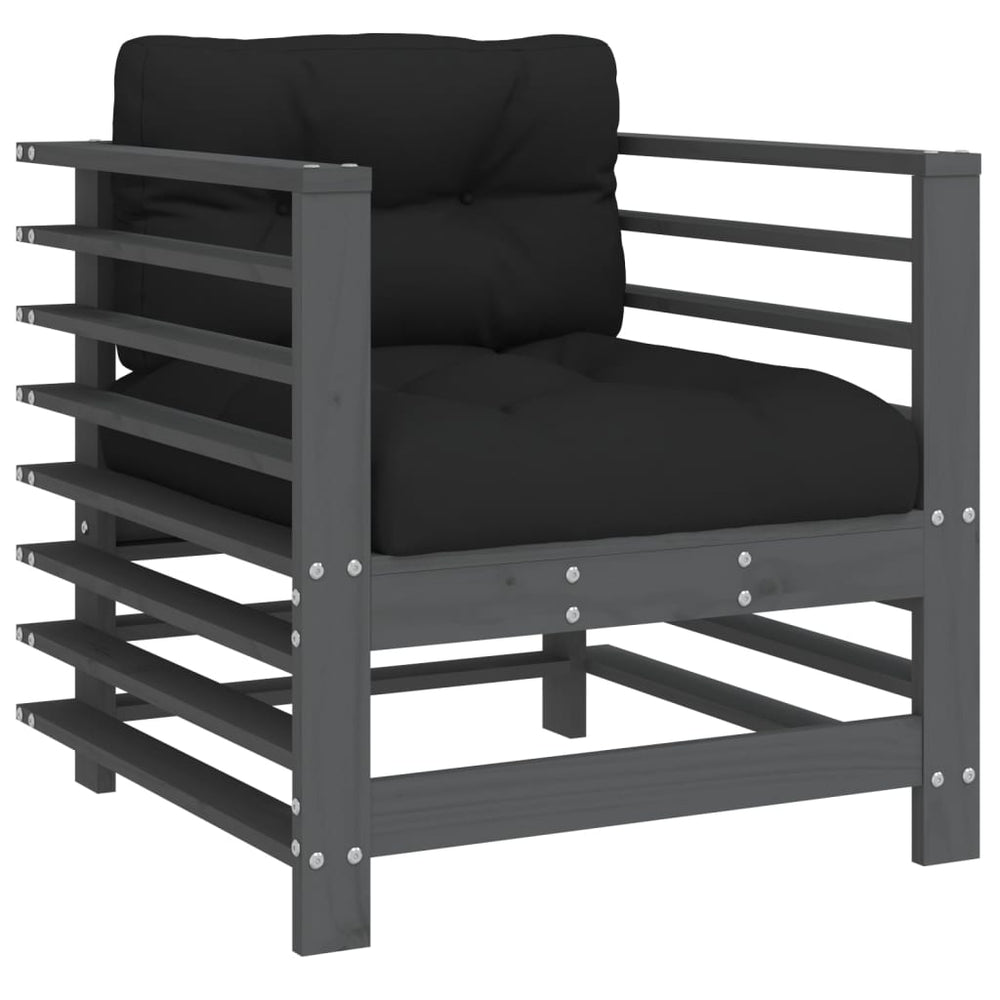 7-delige Loungeset met kussens massief hout grijs MeubelReus