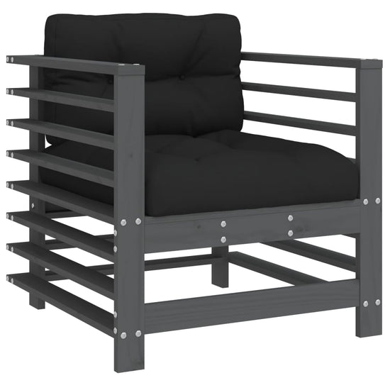 7-delige Loungeset met kussens massief hout grijs MeubelReus