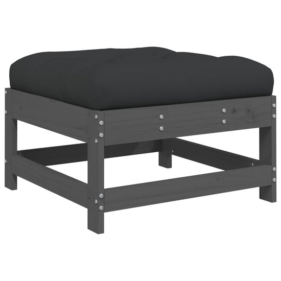 8-delige Loungeset met kussens massief hout grijs 