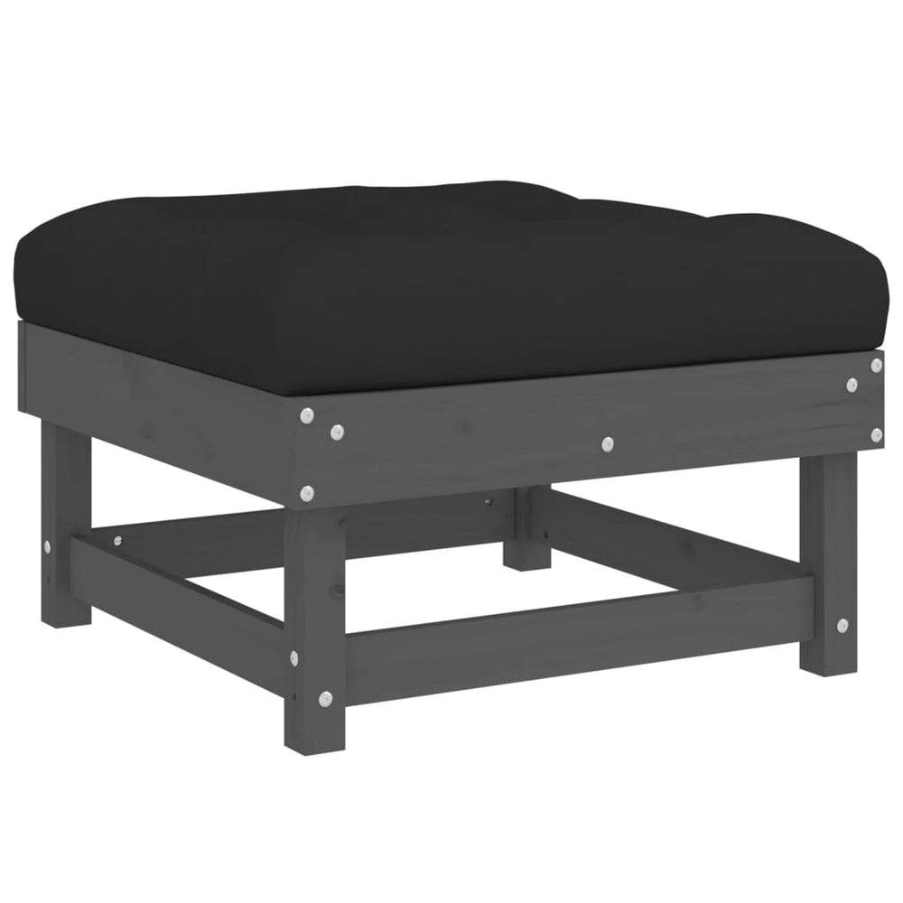 8-delige Loungeset met kussens massief hout grijs 