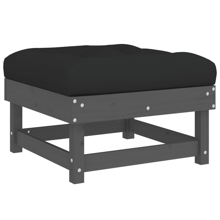 6-delige Loungeset met kussens massief hout grijs MeubelReus