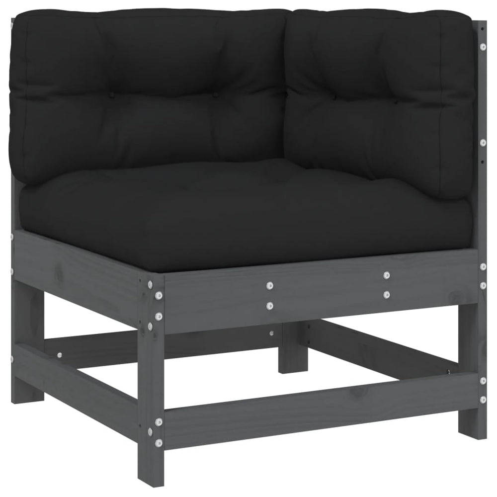 7-delige Loungeset met kussens massief hout grijs MeubelReus