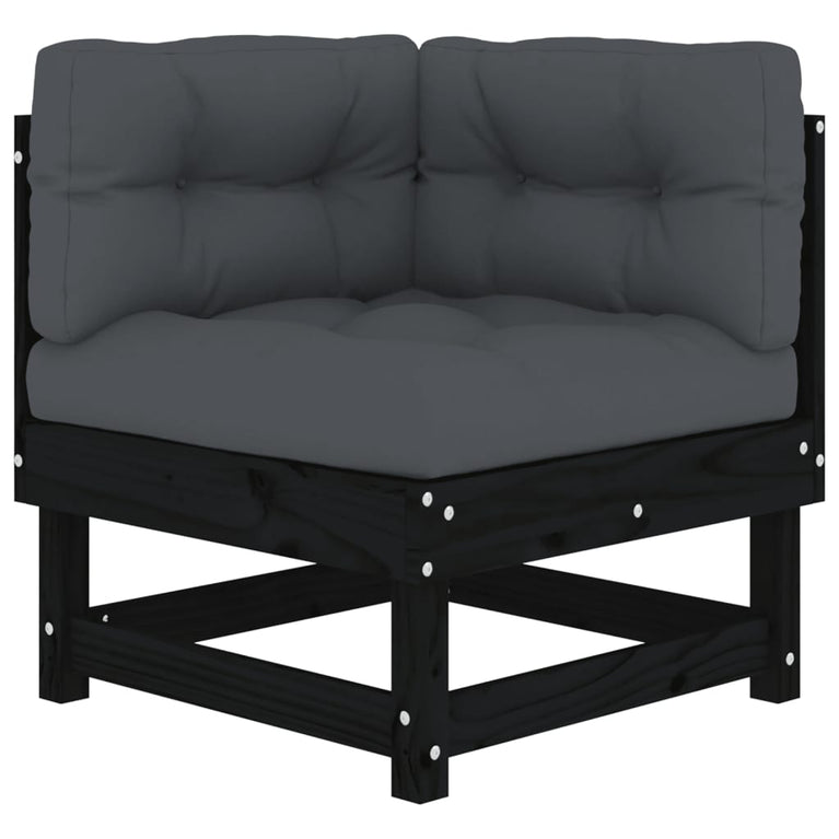 6-delige Loungeset met kussens massief hout zwart MeubelReus