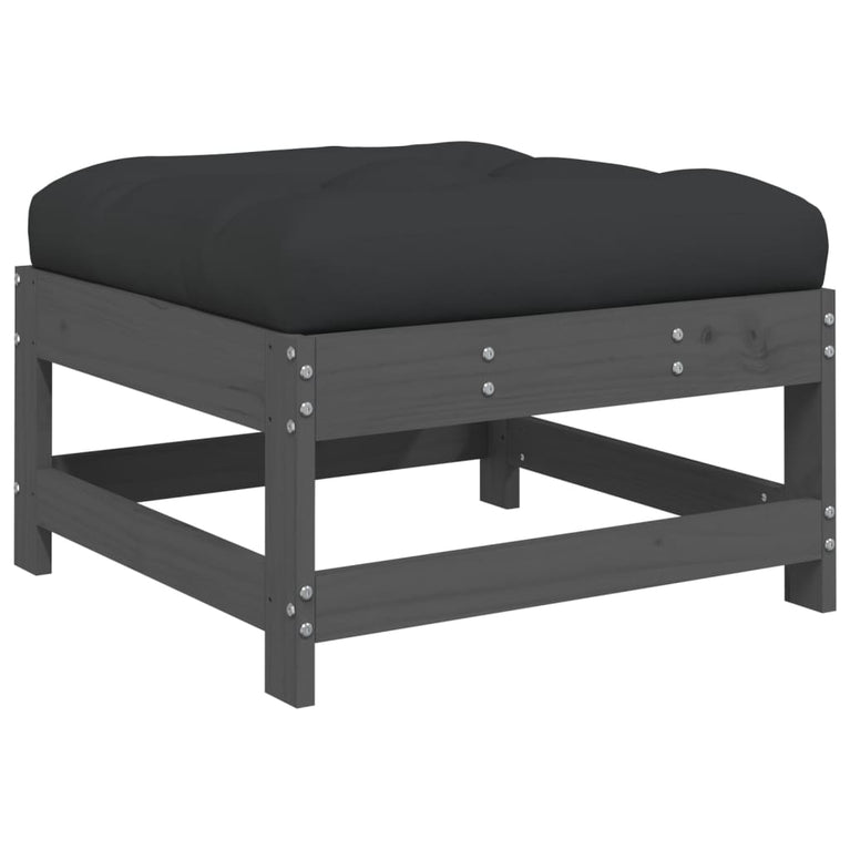 6-delige Loungeset met kussens massief hout grijs MeubelReus