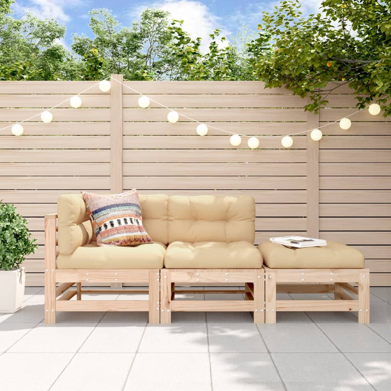 3-delige Loungeset met kussens massief hout MeubelReus