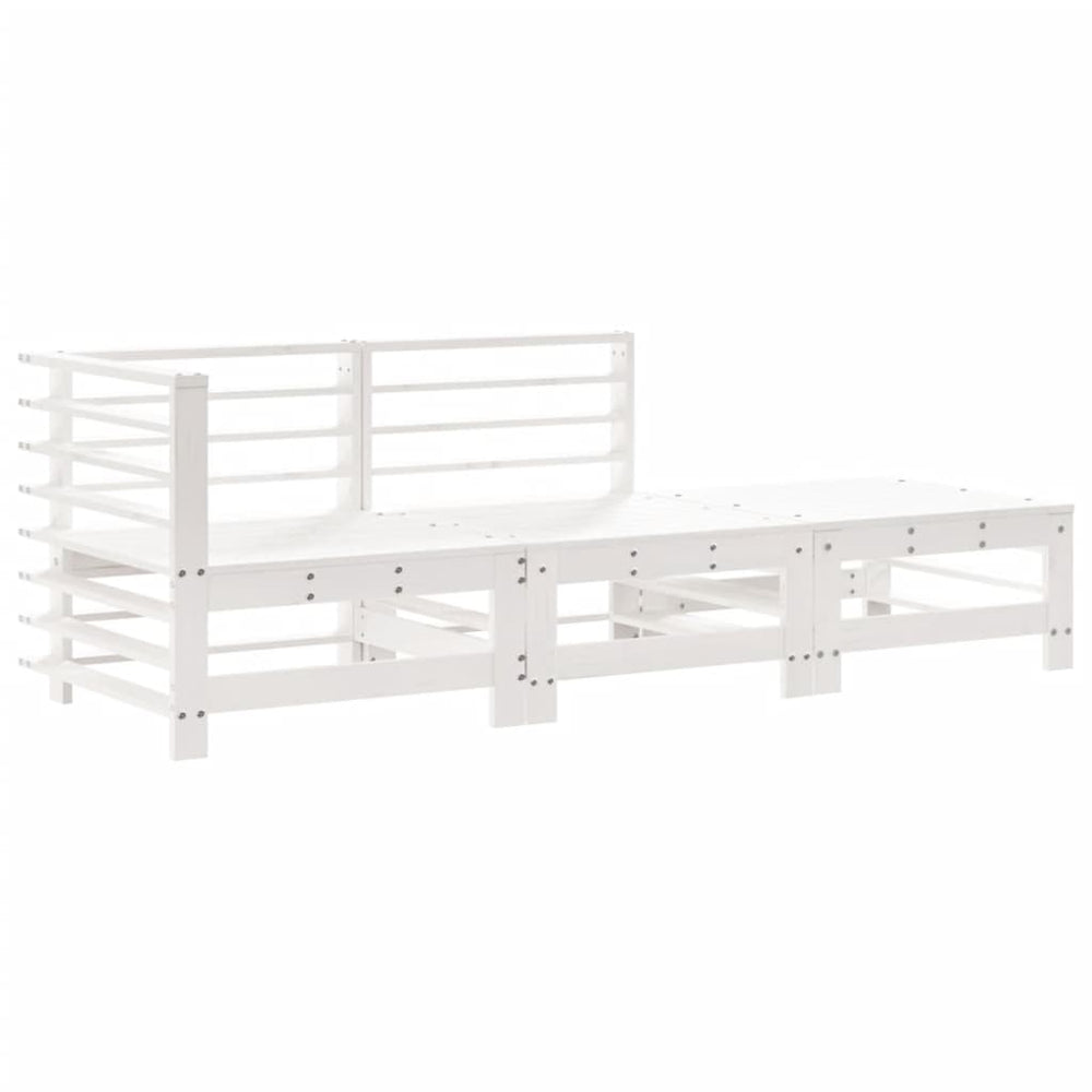 3-delige Loungeset met kussens massief hout wit MeubelReus