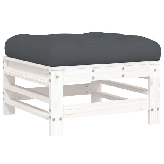 3-delige Loungeset met kussens massief hout wit MeubelReus