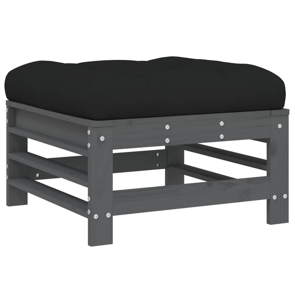 3-delige Loungeset met kussens massief hout grijs MeubelReus