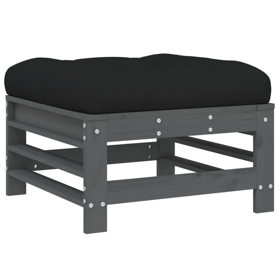 3-delige Loungeset met kussens massief hout grijs MeubelReus