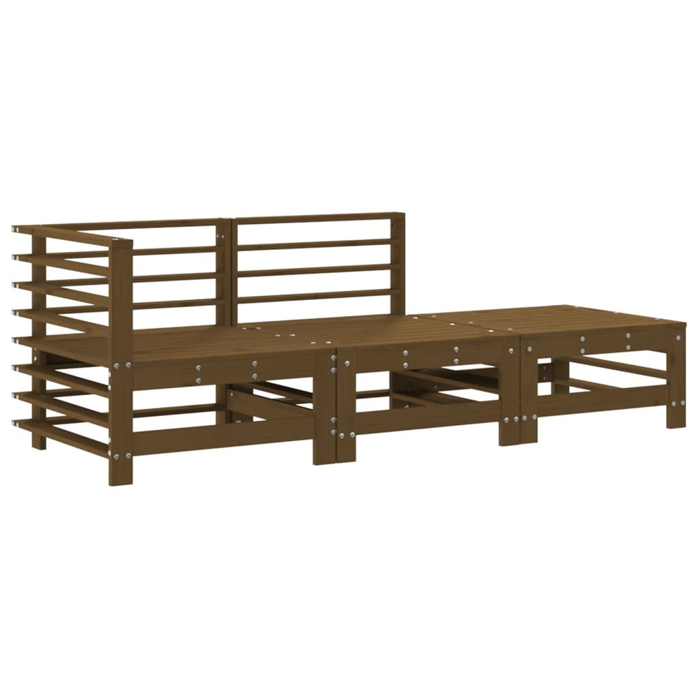 3-delige Loungeset met kussens massief hout honingbruin MeubelReus