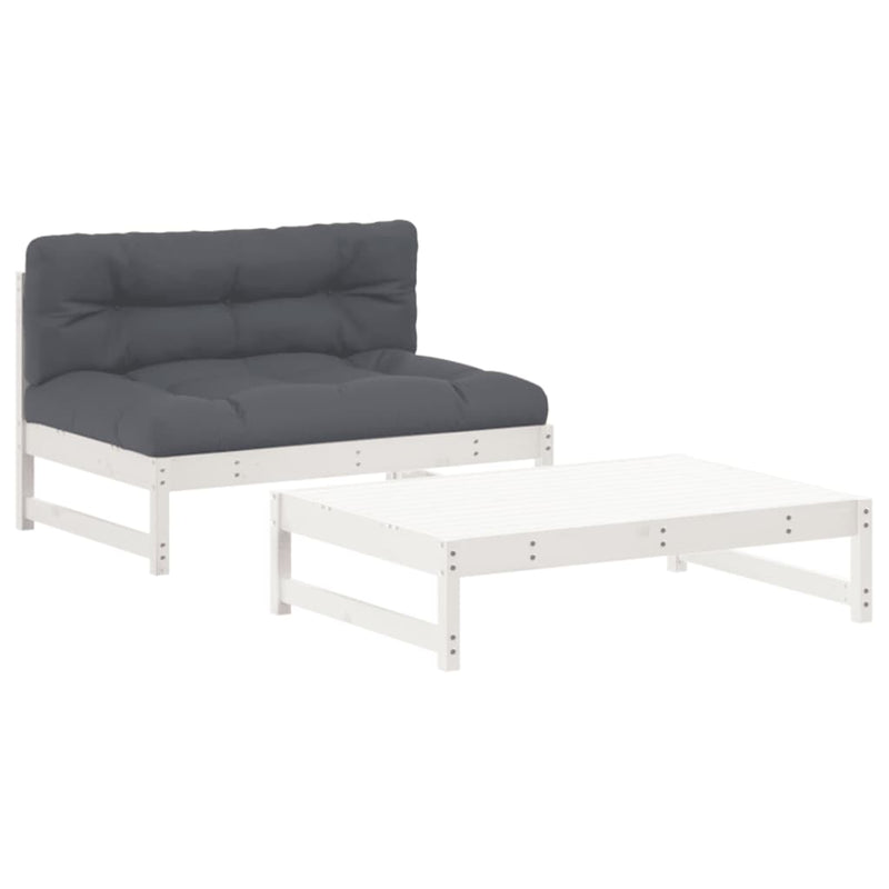 2-delige Loungeset met kussens massief hout wit MeubelReus
