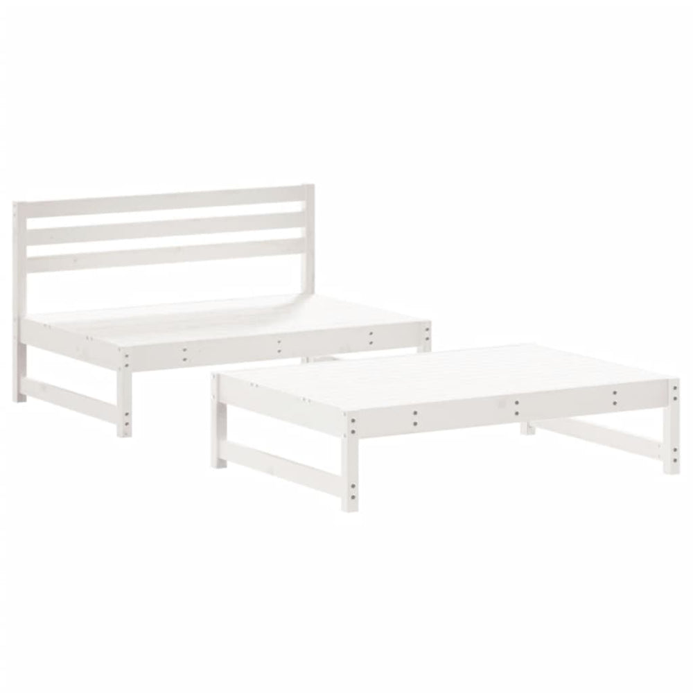 2-delige Loungeset met kussens massief hout wit MeubelReus