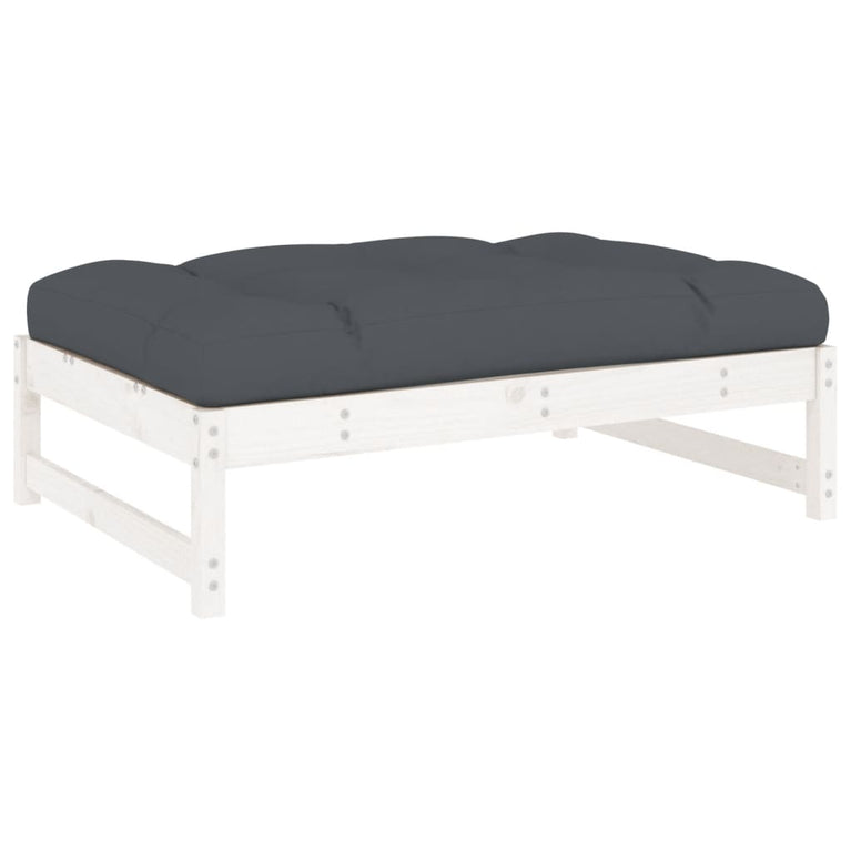 2-delige Loungeset met kussens massief hout wit MeubelReus