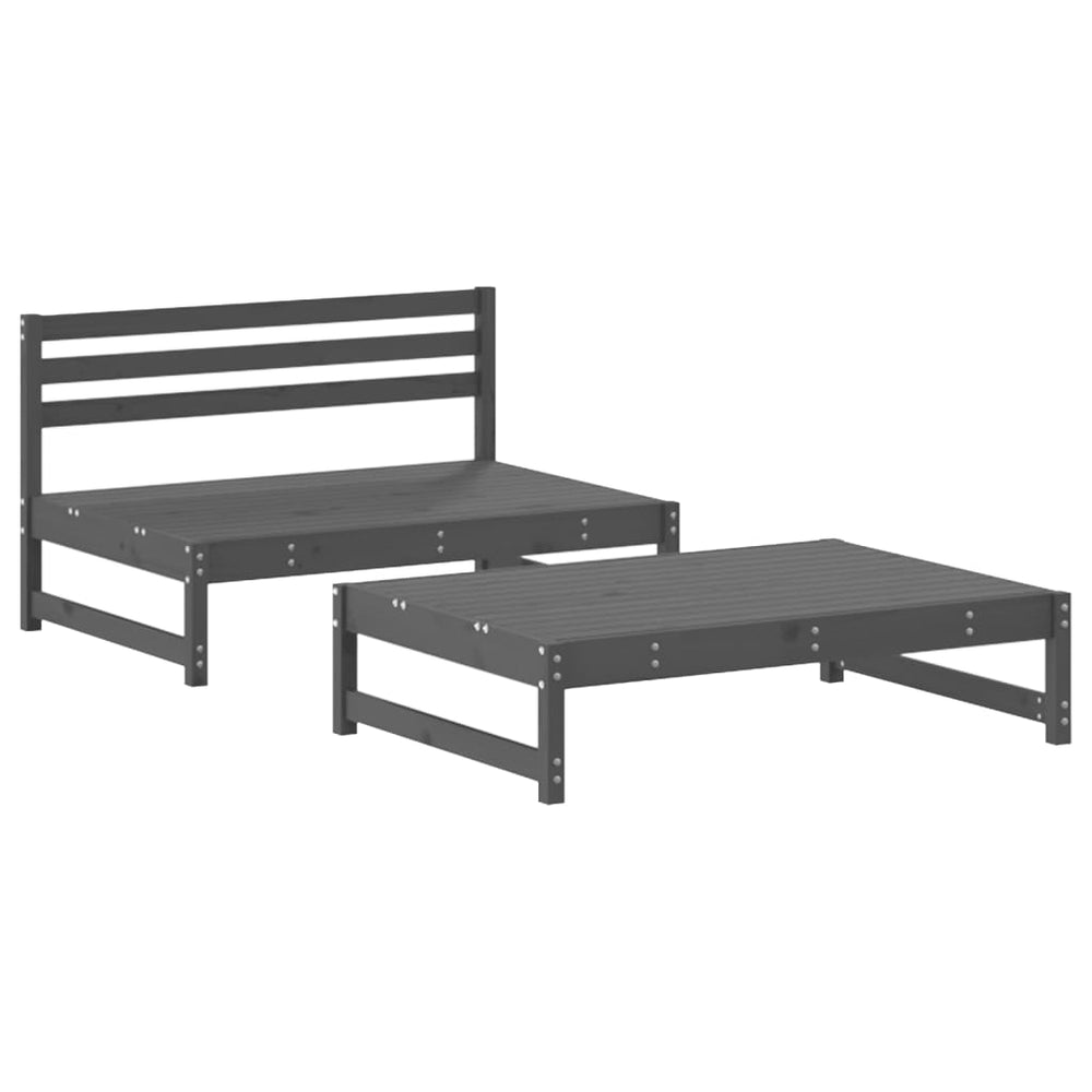2-delige Loungeset met kussens massief hout grijs MeubelReus