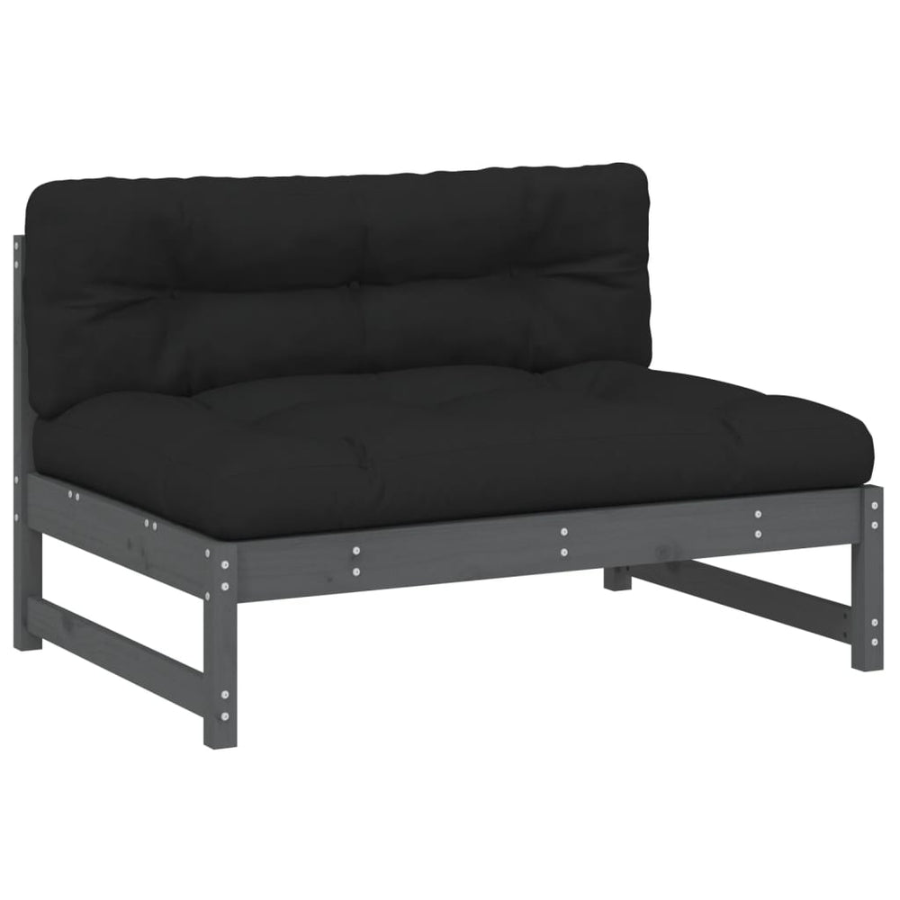 2-delige Loungeset met kussens massief hout grijs MeubelReus