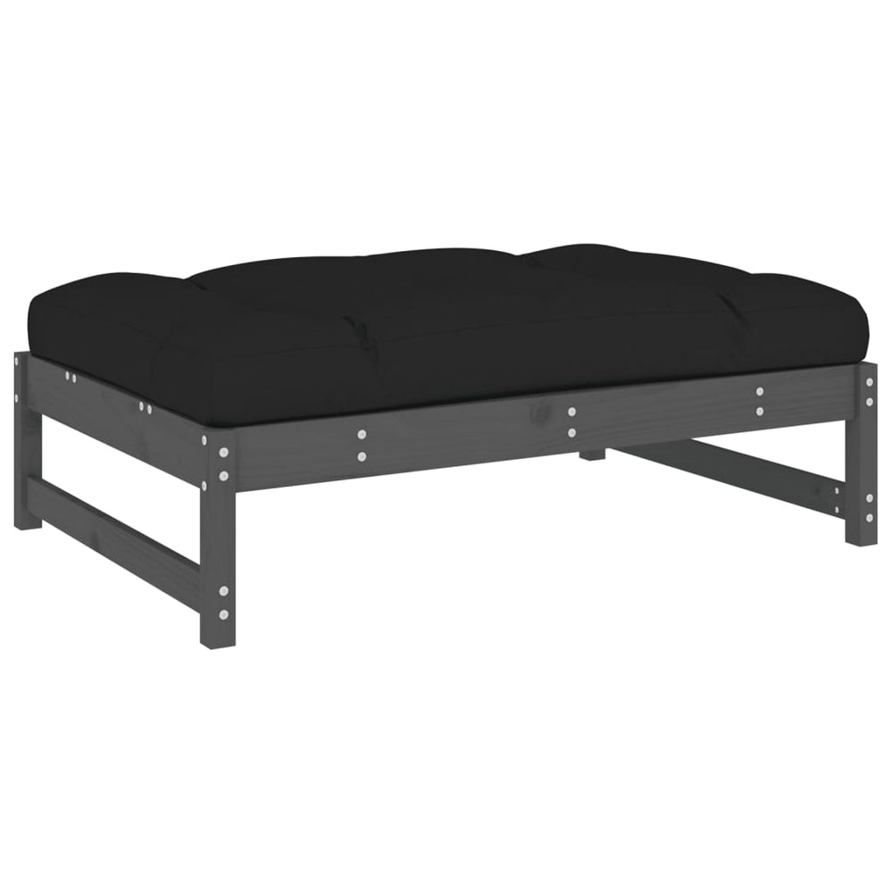 2-delige Loungeset met kussens massief hout grijs MeubelReus