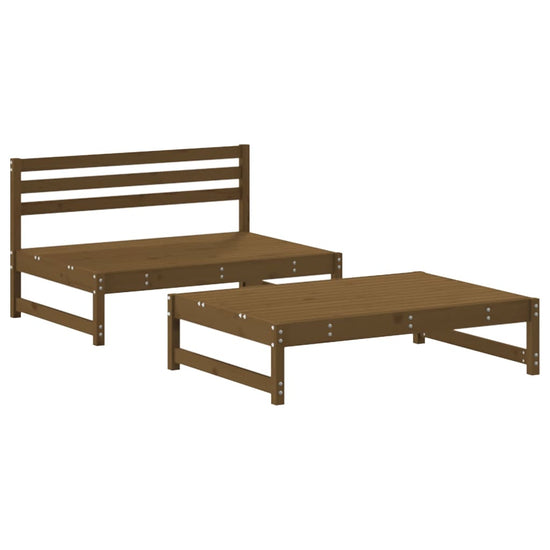 2-delige Loungeset met kussens massief hout honingbruin MeubelReus