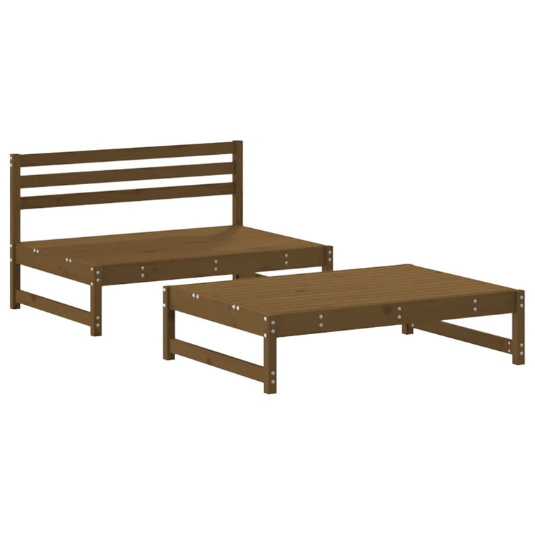 2-delige Loungeset met kussens massief hout honingbruin MeubelReus