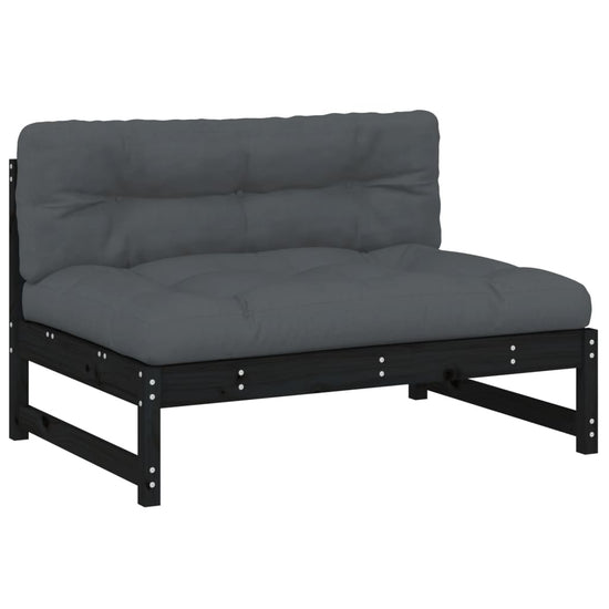 2-delige Loungeset met kussens massief hout zwart MeubelReus