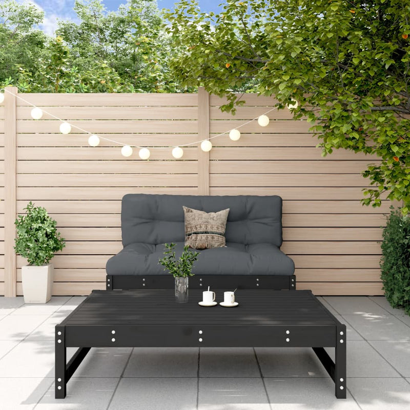 2-delige Loungeset met kussens massief hout zwart MeubelReus
