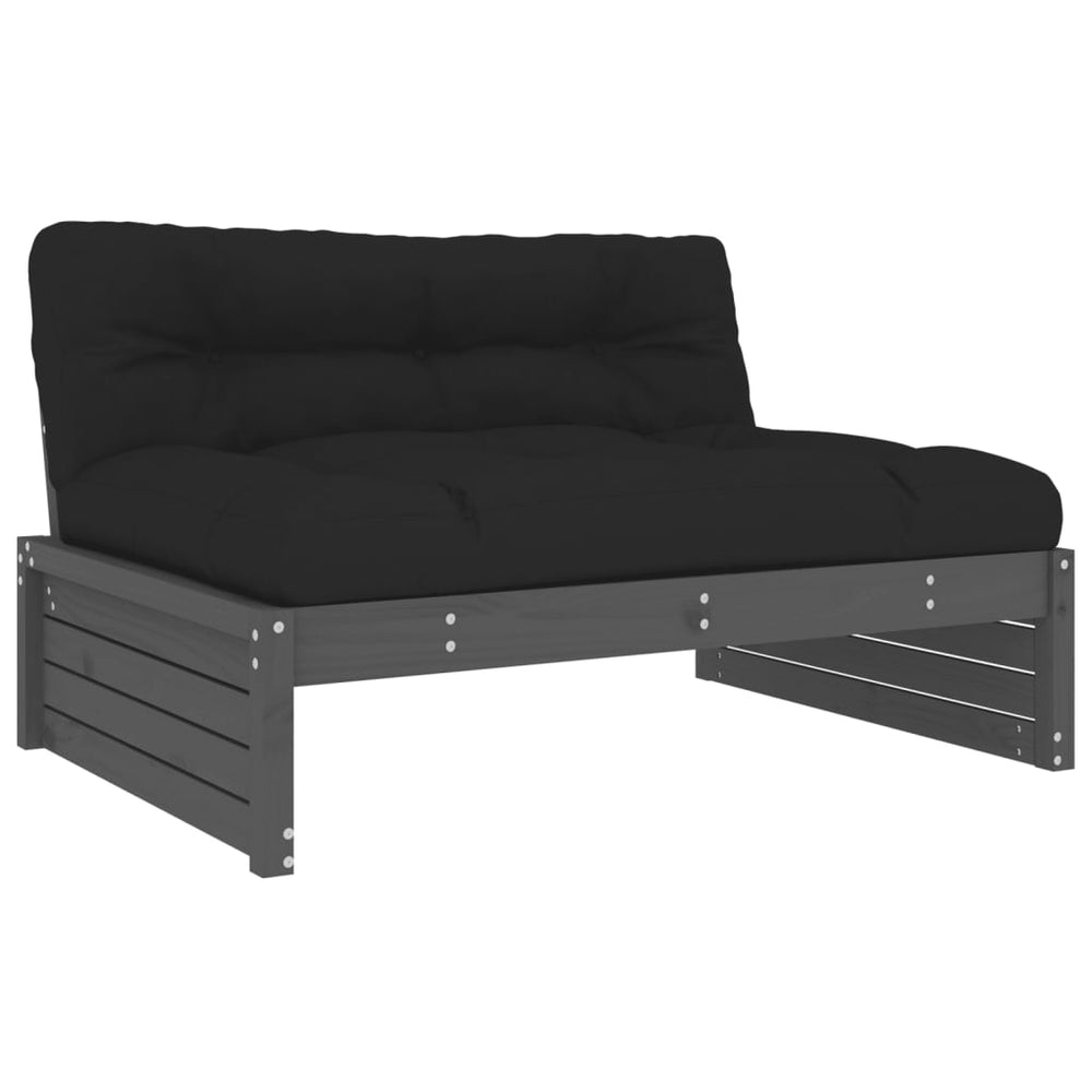 2-delige Loungeset met kussens massief hout grijs MeubelReus
