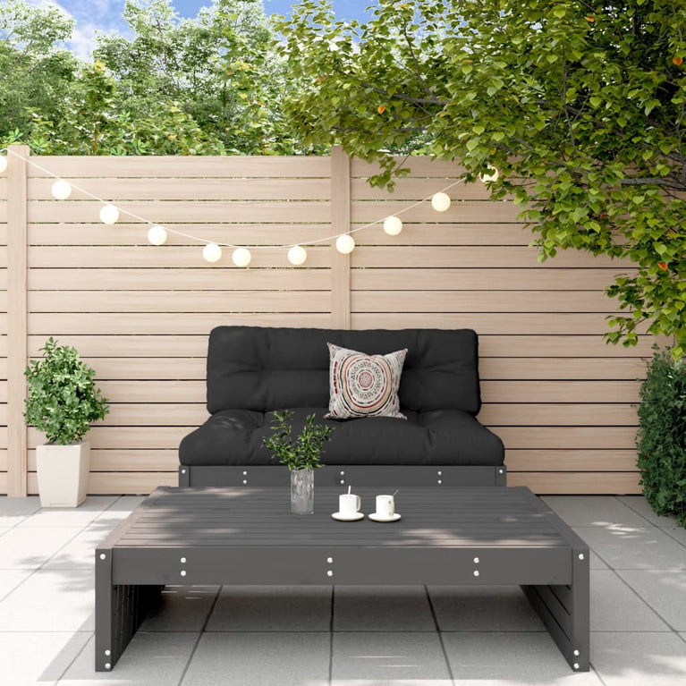 2-delige Loungeset met kussens massief hout grijs MeubelReus