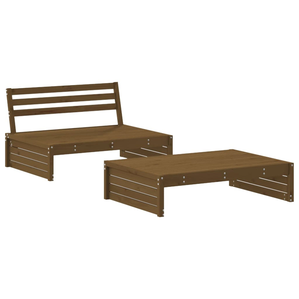 2-delige Loungeset met kussens massief hout honingbruin MeubelReus