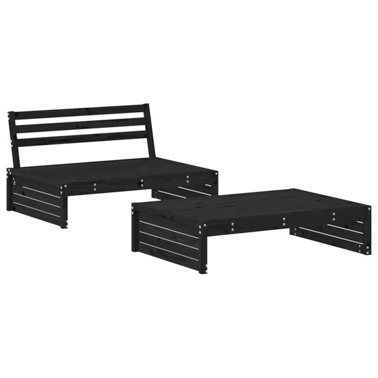 2-delige Loungeset met kussens massief hout zwart MeubelReus