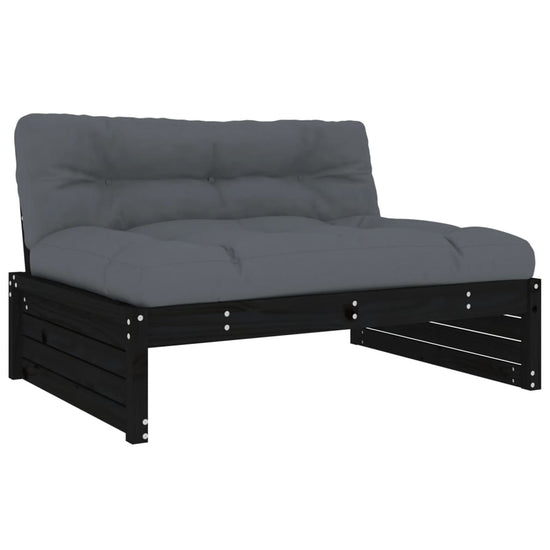 2-delige Loungeset met kussens massief hout zwart MeubelReus