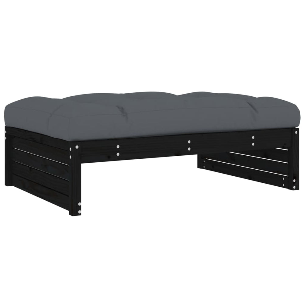 2-delige Loungeset met kussens massief hout zwart MeubelReus
