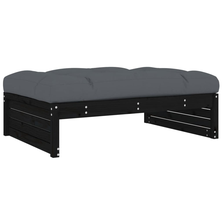 2-delige Loungeset met kussens massief hout zwart MeubelReus