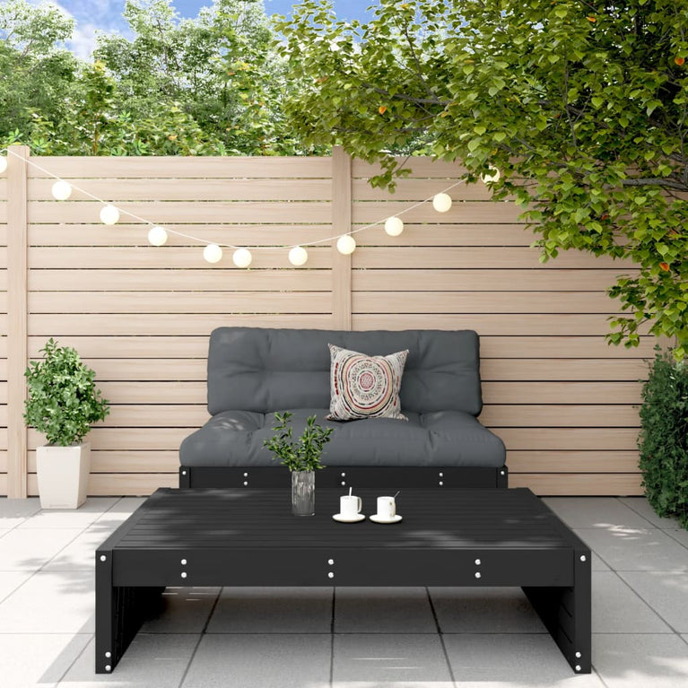 2-delige Loungeset met kussens massief hout zwart MeubelReus