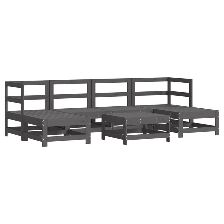 7-delige Loungeset massief grenenhout grijs