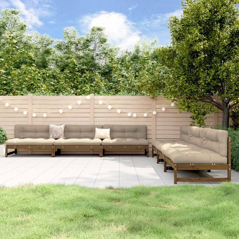 6-delige Tuinbarset massief grenenhout honingbruin