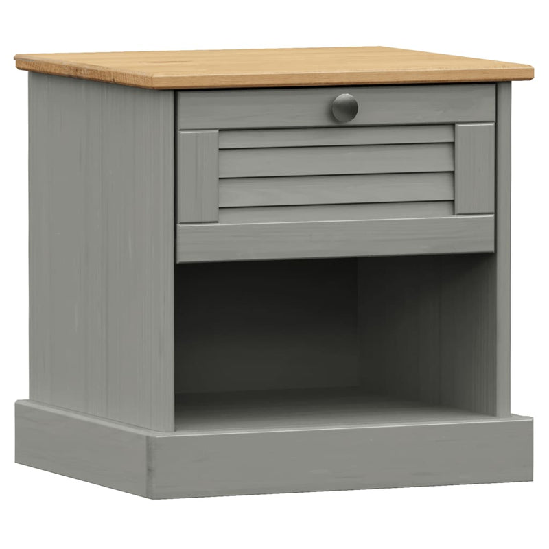 Nachtkastje VIGO 42x35x40 cm massief grenenhout grijs MeubelReus