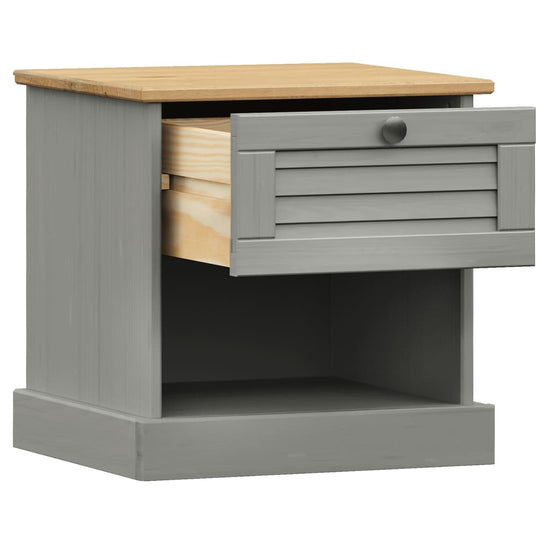 Nachtkastje VIGO 42x35x40 cm massief grenenhout grijs MeubelReus