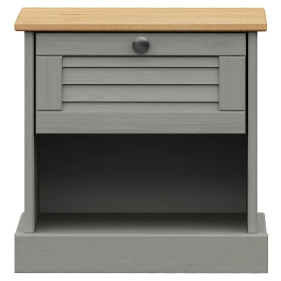 Nachtkastje VIGO 42x35x40 cm massief grenenhout grijs MeubelReus