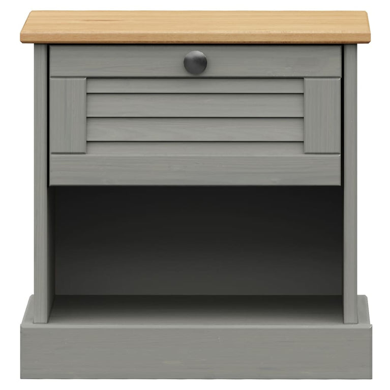 Nachtkastje VIGO 42x35x40 cm massief grenenhout grijs MeubelReus