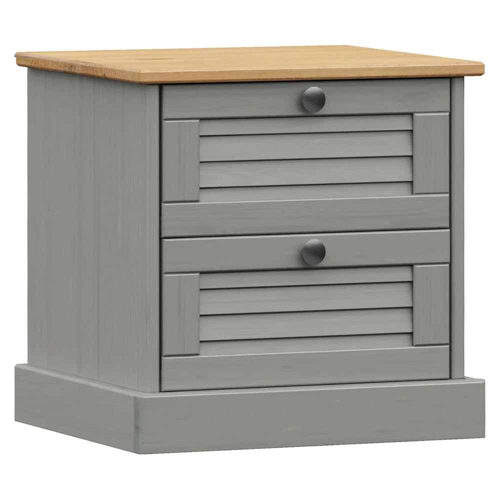 Nachtkastje VIGO 42x35x40 cm massief grenenhout grijs MeubelReus