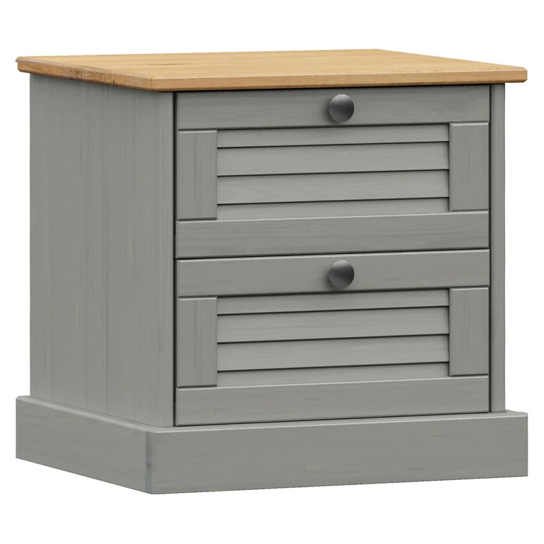 Nachtkastje VIGO 42x35x40 cm massief grenenhout grijs MeubelReus