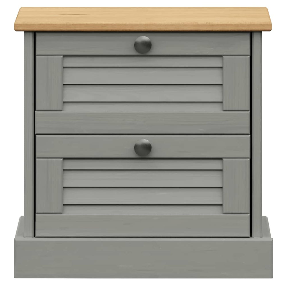 Nachtkastje VIGO 42x35x40 cm massief grenenhout grijs MeubelReus
