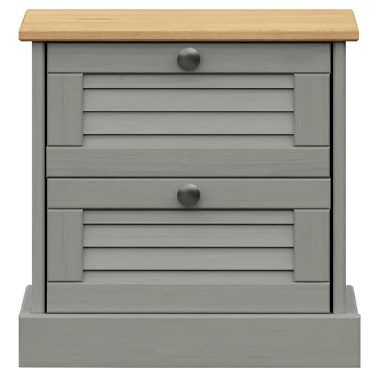 Nachtkastje VIGO 42x35x40 cm massief grenenhout grijs MeubelReus