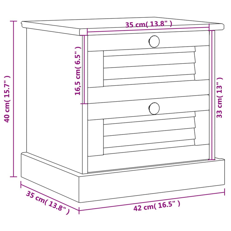 Nachtkastje VIGO 42x35x40 cm massief grenenhout grijs MeubelReus