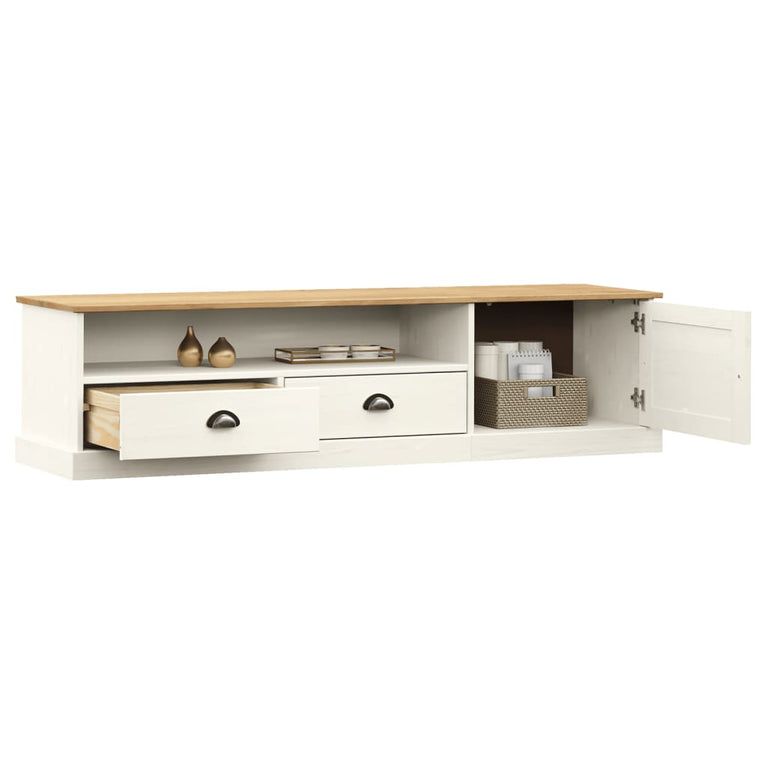 Tv-meubel VIGO 156x40x40 cm massief grenenhout wit MeubelReus